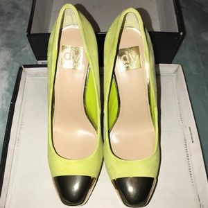 Acid Yellow Suede Dolce Vita Heels; Size 8.5 (39)
